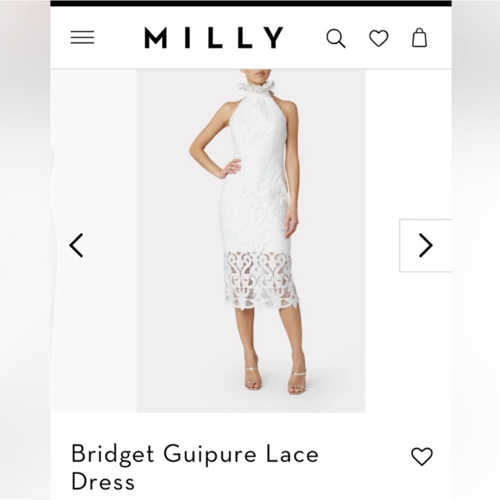 NWTβ Milly Bridget Guipure Lace Dress White Midi Halter Sz 4 $460